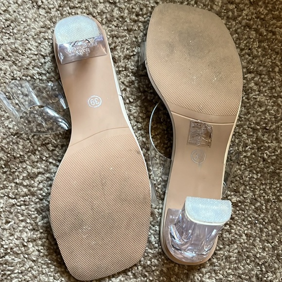 Nude clear chunky heel sandals - Picture 5 of 6